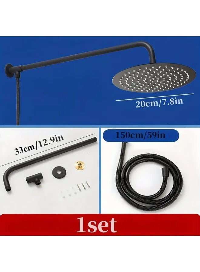 Silvery Square 8 Inch Rainfall Showerhead High Pressure Stainless Steel Easy Install Water Efficient - Image 5